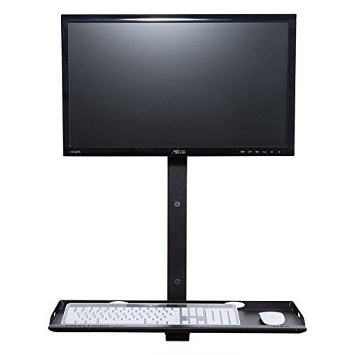 VERSATABLES Fixed Wall Mount Computer Station, Sit Stand Adjustable Height Monitor, Keyboard Workstation, Made in USA, Black