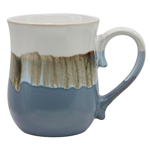 masoline Large Ceramic Coffee mugs, 20 oz Big Tea Cups Handmade Pottery Mug, Large Handle Coffee Mug for Office and Home, Microwave and Diahwasher Safe. (Ocean Wave)