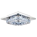 Lightinthebox 8w White LED Crystal Flush Mount 1 Light Modern Transparent Electroplating Stainless Steel Hallway Dining Room Bedroom