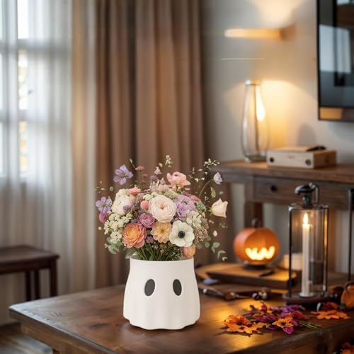 Ghost Bucket Planter, Cute Ghost Indoor Outdoor Decorative Pot, Halloween Candy Bowl, Funny Ghost Bucket Vase Planter, Candy Bowl Decor, Booty Ghost Pot for Flowers, Gifts for Halloween Christmas - Image 2