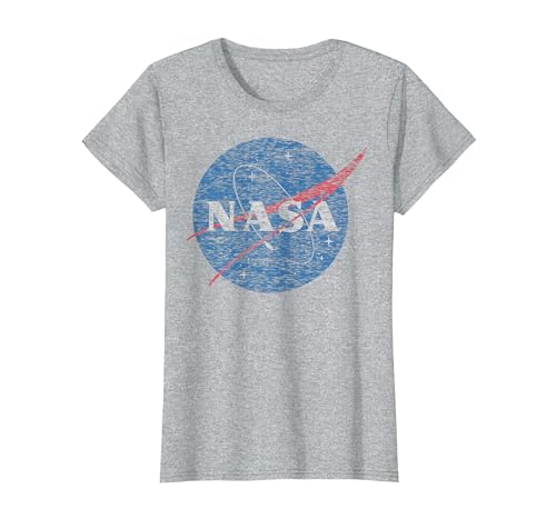 NASA Distressed Vintage Classic Logo T-Shirt, Women, Heather Grey, Large