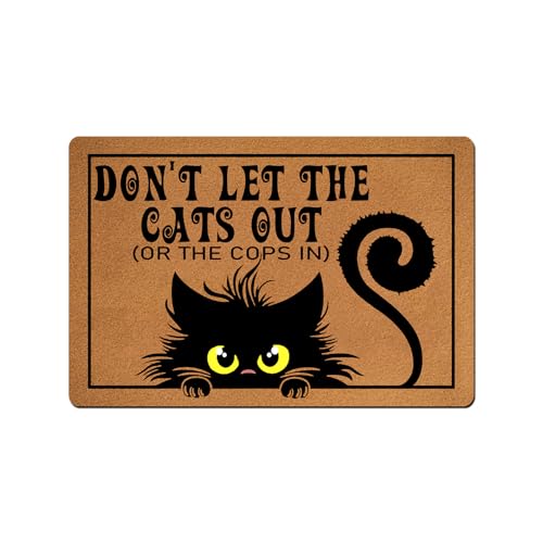 VUZUCOSH Grappige welkomstmat, grappige deurmat, binnendeurmat, keukenmat, badkamermat, antislip rubberen deurmat, 60 x 40 cm (laat geen katten achter