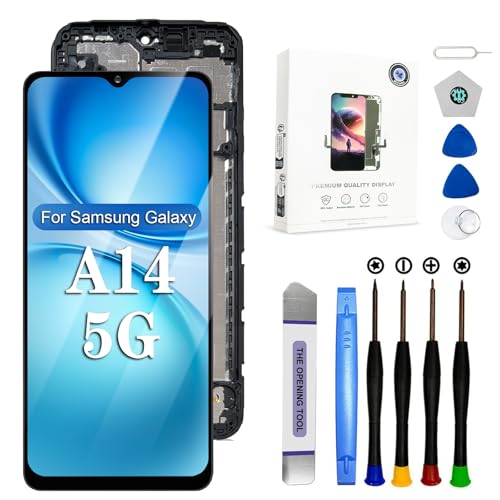 EFAITHFIX for Samsung Galaxy A14 5G Screen Replacement with Frame 6.6 Inch LCD Display Digitizer for Samsung A14 A146U S146DL A146A A146W Screen Replacement Kit Touch Screen Assembly with Repair Tools