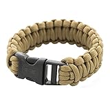 M-Tac Tactical Fastex Paracord Bracelet - Survival Emergency Cord Rope with Secure Clasp for Hiking Camping Outdoor (L, Coyote)