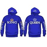  King Queen Felpe con Cappuccio e Felpe con Cappuccio (Blu, King M+Queen M)