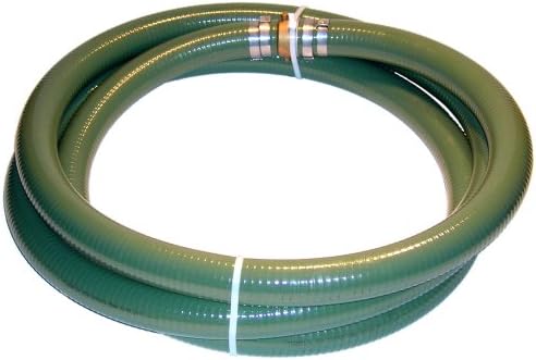 Tigerflex Series J PVC Suction Hose Assembly, Green, 2" Male X Female (CXE) Camlocks, 65 PSI Maximum Pressure, 2" Hose ID, 20' Length