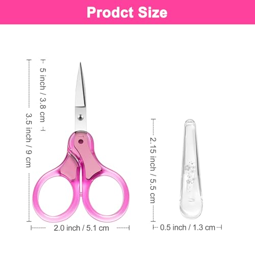 Zicolu 3.5" Small Craft Scissors all Purpose, Straight Fine Tips for Yarn Fabric Cutting, Precision Mini Scissors with Safety Protective Cover for Travel, Sewing, Embroidery, Crochet, NeedleWork, Red - Image 5