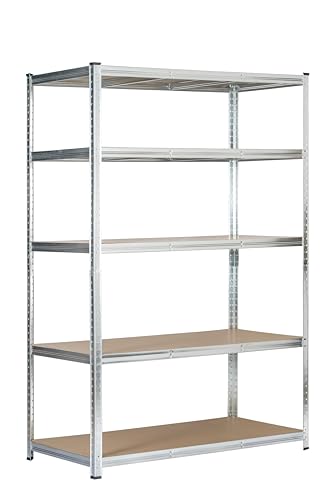 KG KITGARDEN Estantería Metálica Almacenaje de Acero Galvanizado con 5 Baldas de MDF, 180x120x60cm