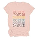 Blusa de mujer casual con impresión de letras y cuello de manga corta para mujer rosa XXL