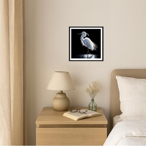 Moonow7 White Egret Wall Art, Minimalist Bird Art Print, 12x12 (30x30cm) — view 6