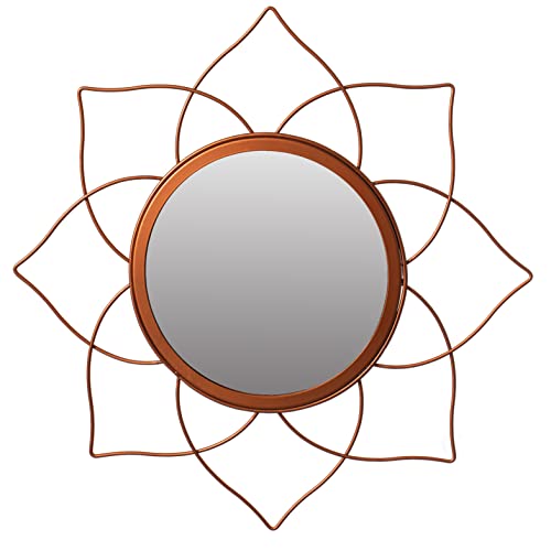 Uniquewise Decorative Flower Shape Rose Gold Metal Frame Wall Mounted Modern Mirror, Living Room, Bedroom, Vanity, Entryway, Hallway. #TOP2