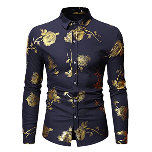Chemise rose homme Niiyyjj anti-pli coupe ajustée motif floral M
