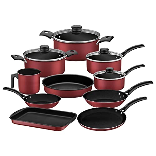 Jogo de Panelas Tramontina Antiaderente Turim 10 Pç Vermelho 1 Jogo de Panelas Tramontina Antiaderente Turim 10 Pç Vermelho
