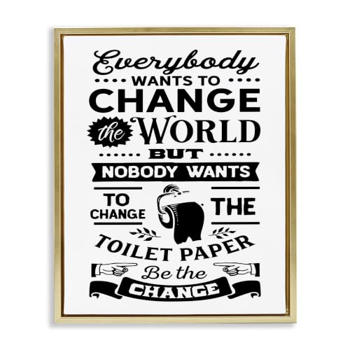 Funny Toilet Paper Washroom Humor, 17 x 21 Inch Canvas in Floater Frame