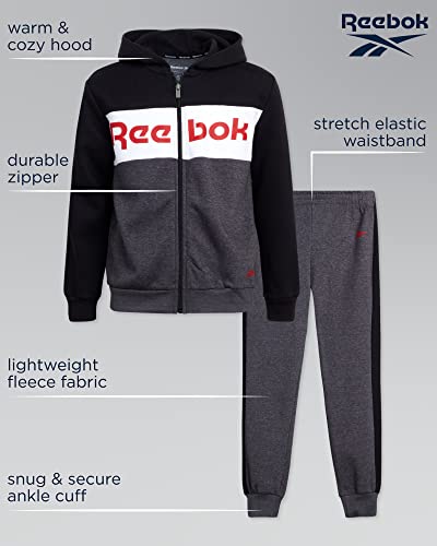 Reebok Boys? Sweatsuit ? Active Fleece Zip Hoodie Sweatshirt And Jogger Sweatpants (4-12), Size 10, Black/Red Grey #TOP1