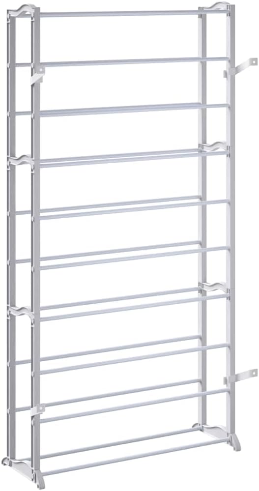 vidaXL- 2 Multi-tier Shoe Rack, Easy Assembly, Capacity for 40 Pairs, Space-Saving Design, Robust Plastic-Metal Construction, White