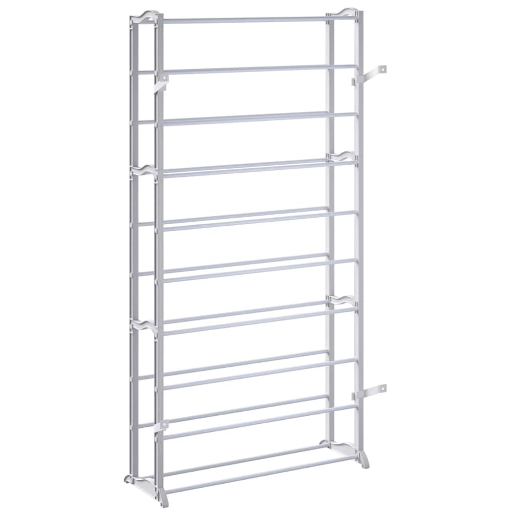 Schuhregal für 40 Paar Schuhe mit 10 Stufen, weiß, 140 cm hoch, Metallstreben, platzsparend und leicht, ideal für Flur, Diele, Wohnzimmer, Schuhschrank und Aufbewahrung