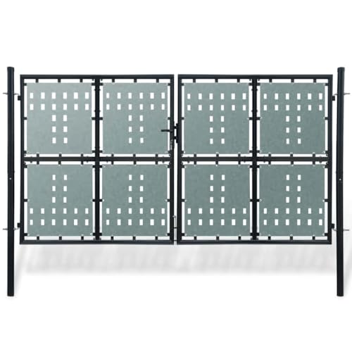 vidaXL Verja negra con dos puertas de entrada dimensiones 300x250cm con 3 llaves