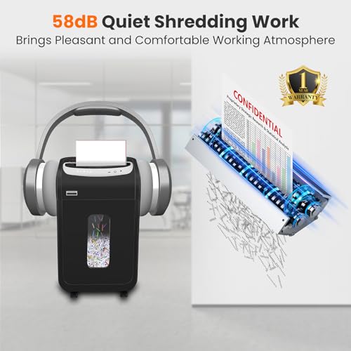 Paper Shredder for Home Office Heavy Duty,VidaTeco 25-Sheet Cross Cut Paper Shredder for Home Office,Document Shredding Machine with 58dB,Shred CD/Card with 7.9-Gal Bin,AUTO Jam Proof - Thumbnail 4