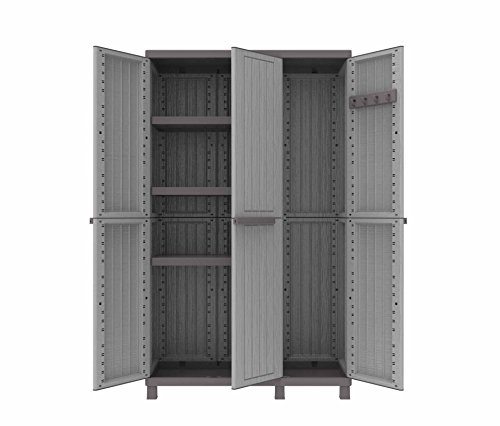 Terry, C-Wood 102a, Multifunktionsschrank mit drei Türen in Holz-Optik, 2 getrennte Innenräume, für innen und außen - 102x39x170 cm