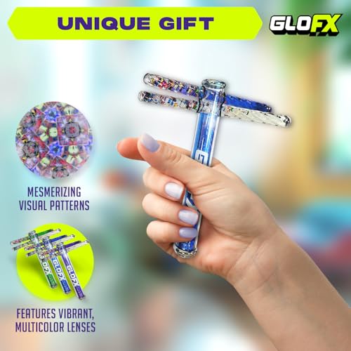 image for GloFX 7.5-inch Blue Liquid X Kaleidoscope Tube - Colorful Kaleidoscope