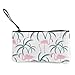 Produktbild N/C A rosa Flamingo steht in der Nähe von Palme, süßes Segeltuch, Münzgeldbörse, Tasche, Reißverschluss, Handschlaufe, Make-up, Federmäppchen für Frauen und Mädchen, personalisierbar