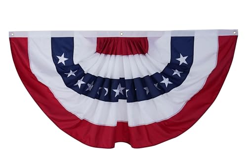 ROTERDON American Flag Bunting - 4x8 ft, Outdoor Patriotic Bunting,