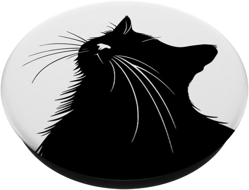 Black White Curious Cat PopSockets Adhesive PopGrip - Image 2