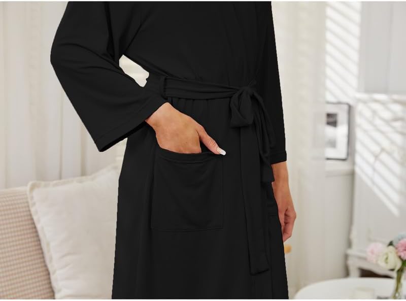 LYCY Short Robes for Womens Lightweight, Soft Womens Robe Spa Ladies Bathrobe 3/4 Sleeve - Image 4