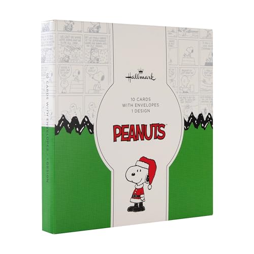 Hallmark Christmas Cards, Snoopy & Woodstock Design, Pack of 10, Peanuts Comics, Christmas Card Multipack