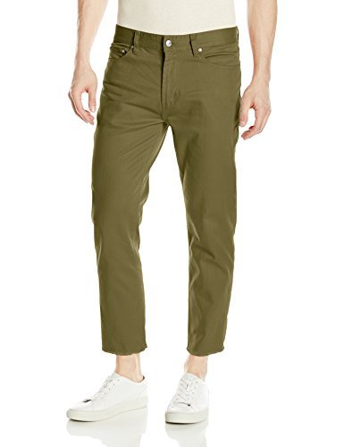 OBEY Men's New Threat Flooded Twill Cut Pant, Army, 38