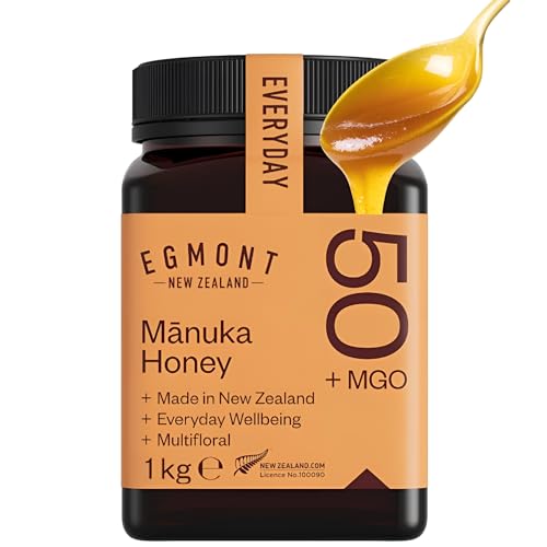 Egmont Honey Manuka Honig 50+ MGO 1kg | Zertifizierter MGO-Gehalt | Roher Honig 100% Natürlich | Hergestellt in Neuseeland