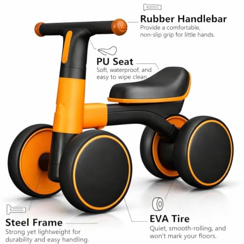 Image of 4 Wheel Ride On Balance Bike for Toddlers, Baby Push Walker Ride-On Toy with Silent Wheels, Indoor Outdoor First Bike,Beads Drawing Board for Kids & Girls (Pink)