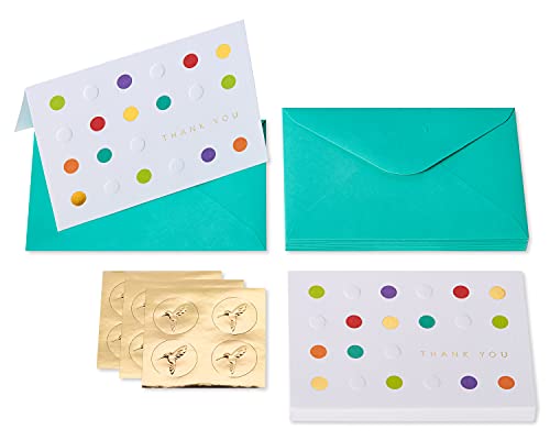 Image of Papyrus Blank Thank You Cards with Envelopes, Bold Dots (12-Count)