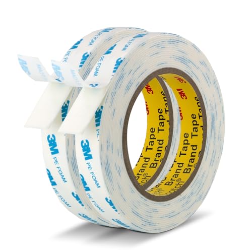 Image of Double Sided Tape Strong White Foam Tape 3 /4 inch x 18Ft Made of 3M Heavy Duty Mounting Waterproof Adhesive Strips for Posters Alarm Sensors Window Shades and Other Home Office Deco (Pack of 2)