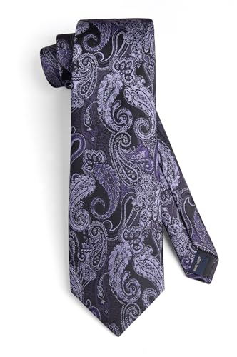 Image of HISDERN Ties for Men Paisley Floral Tie Handkerchief Classic Woven Business Formal Necktie and Pocket Square Set Wedding