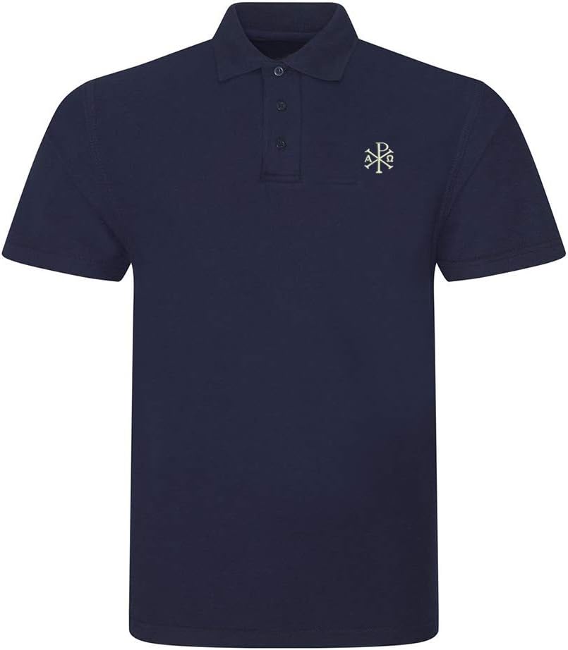 Cross CHI-RHO Jesus Christ Embroidered Polo Shirt Embroidery Mens Shirts