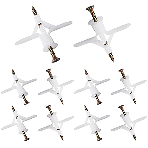 YIXISI Tapones y tornillos de pared de cartón-yeso, 100 Uds. Soportes de pared rugosa de cavidad de paneles de yeso, tubo de expansión Tapón de nylon, Tornillos de montaje