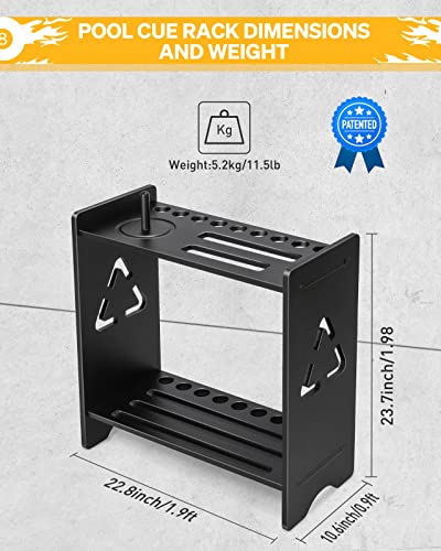Pool Stick Holder Floor Stand, Billiards Pool Cue Rack Oak Solid Wooden Holds 9 Cues Full Set Of Pool Balls And Pool Table Accessories Pool Cue Holder With Chalk Holder For Game Room Club Or Men Cave #TOP4