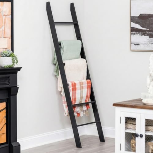 Blanket Ladder for The Living Room and Bedroom, 5ft 8 inch, 6-Tie...