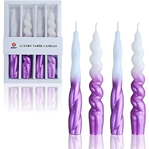 Gedengni 8 Inch Spiral Taper Candles Set Unscented Decoration Dinner Candles Pack of 4 Candles Sticks (Purple) Cover