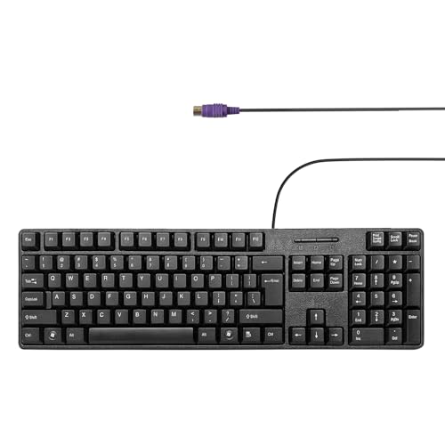 YORUNOHOSHI Wired PS2 104 Keys Computer Keyboard with Stands Waterproof - US Layout Compatible for Windows PC Laptop