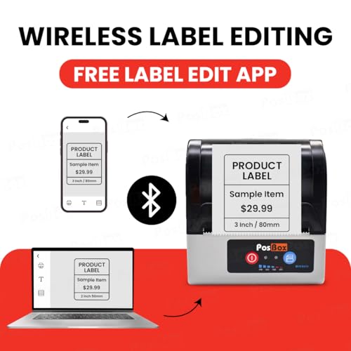 Image of 80mm (3 Inches) Bluetooth 2 in 1 Label + Receipt Direct Thermal Printer with Auto Cutter