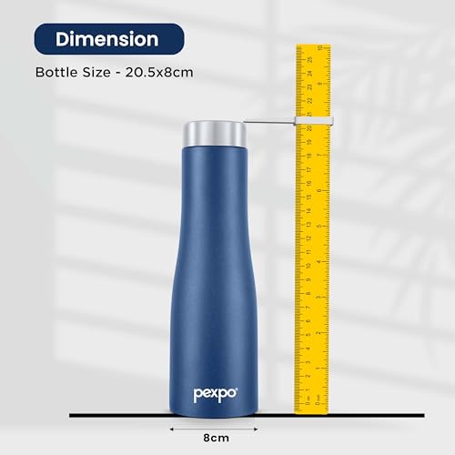 Image of Pexpo Monaco 1000 ISI Certified Stainless Steel Sports /Fridge Water Bottle with Steel Cap, 970ml, Denim Blue | BPA Free | Water Bottle for Office, Gym, School, Yoga, Trekking, Adults&Kids