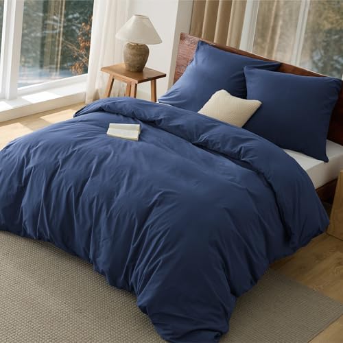 BEDSURE Bettwäsche Gewaschene Baumwolle Bettbezug - Bettwäsche-Sets mit 2 Kissenbezüge 80x80 cm, Ähnliche Textur wie Washed Leinen, Oeko-TEX Bedding mit Reißverschluss