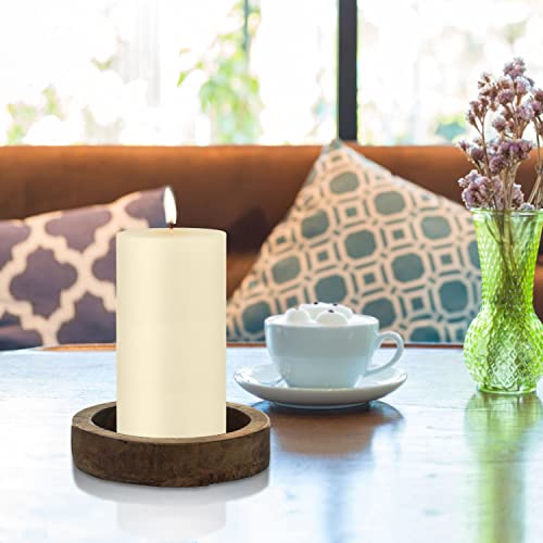 Image of Stonebriar Tall 3 x 6 Inch 80 Hour Long Burning Unscented Wax Flat Top Pillar Candles, Ivory, 6 Pack