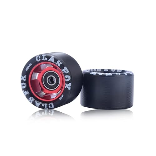 Clas Fox 95A Speed/Derby Wheels Aluminum Roller Skate Wheels Indoor Roller Replacement Wheel (Set Of 8) (Black Pu Red Core) #TOP3