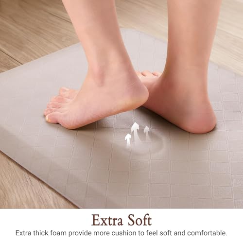 Image of HappyTrends Kitchen Runner Rugs Anti-Fatigue mats,17.3 inchx 39 inch,Non Slip Waterproof Ergonomic Comfort Mat for Kitchen, Floor Home, Office, Sink, Laundry,Khaki