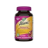 Nature’s Way Alive! Prenatal Multivitamin Supplement, Plant-Based DHA for Baby's Healthy Brain & Eye Development*, Vegetarian, Orange and Raspberry Lemonade Flavored, 90 Gummies (Packaging May Vary)