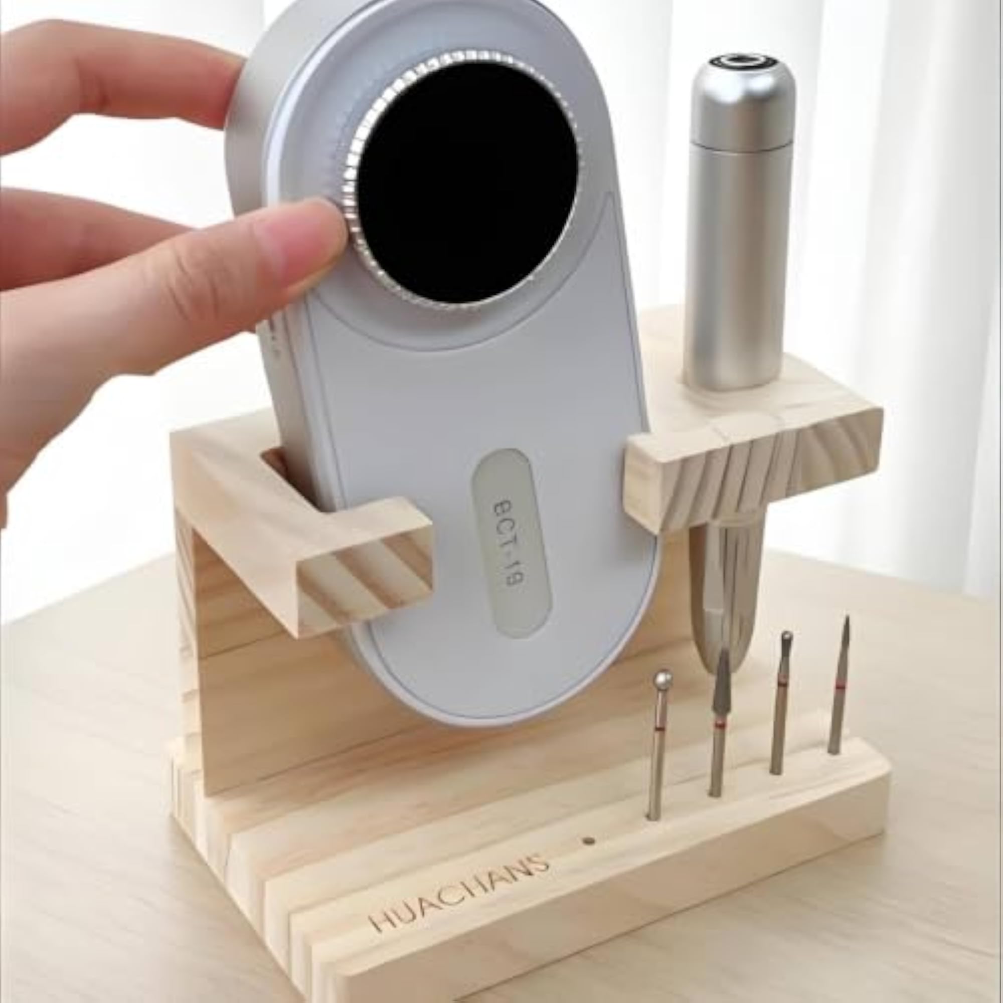 Wooden Nail Drill Machine Organizer Rack